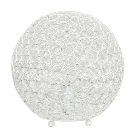 Elegant Designs Elipse 10 Inch Crystal Ball Sequin Table Lamp, White