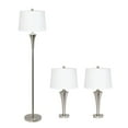 thumbnail image 1 of Elegant Designs Tapered 3 Pack Lamp Set (2 Table Lamps, 1 Floor Lamp) with White Shades, 1 of 10