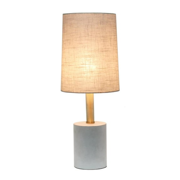 Elegant Designs Modern Cement Table Lamp with Antique Brass Detail - Khaki