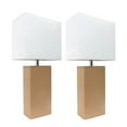 thumbnail image 1 of Elegant Designs Modern Leather Table Lamp with White Fabric Shade - Beige, Pack of 2, 1 of 1