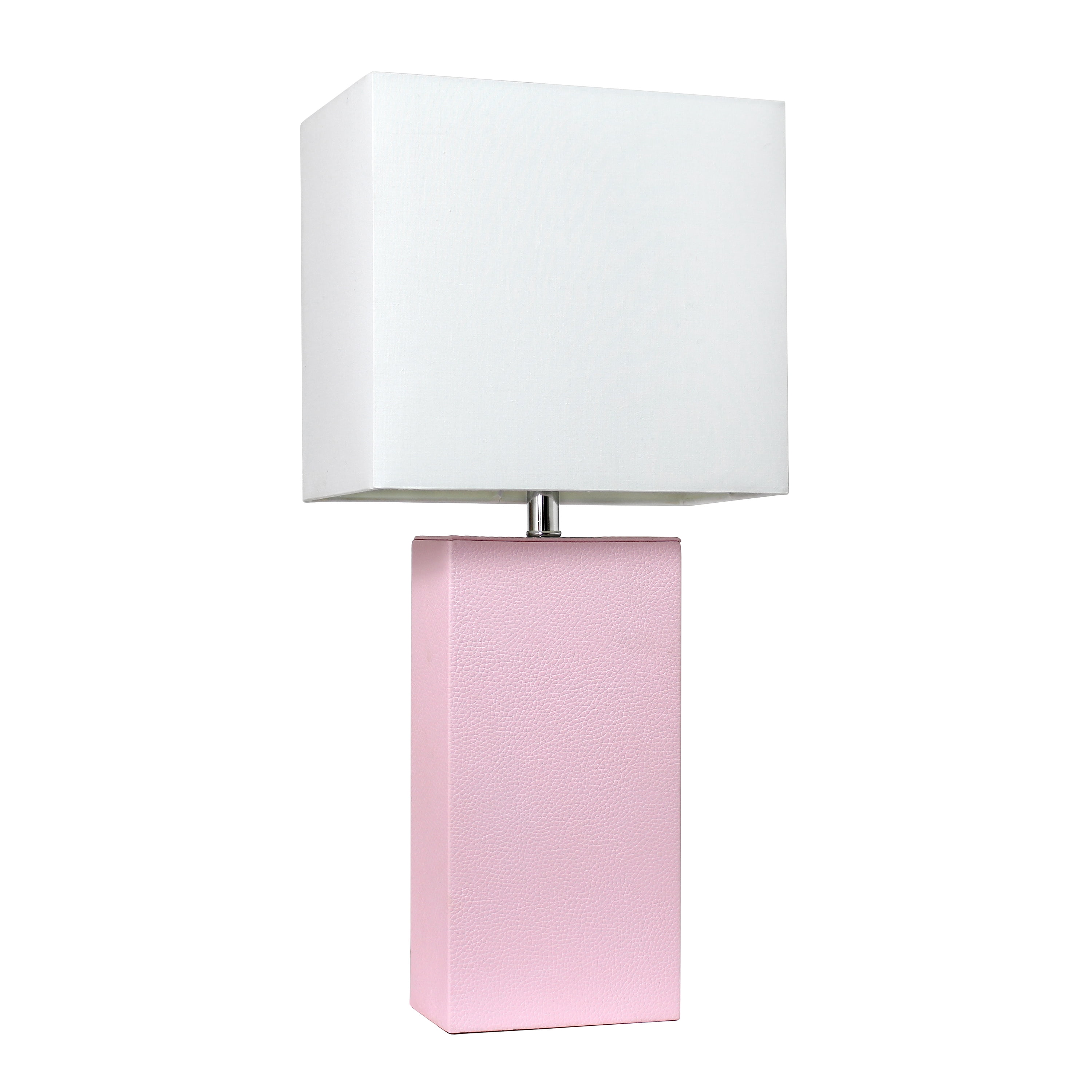 Elegant Designs Modern Leather Table Lamp with White Fabric Shade ...