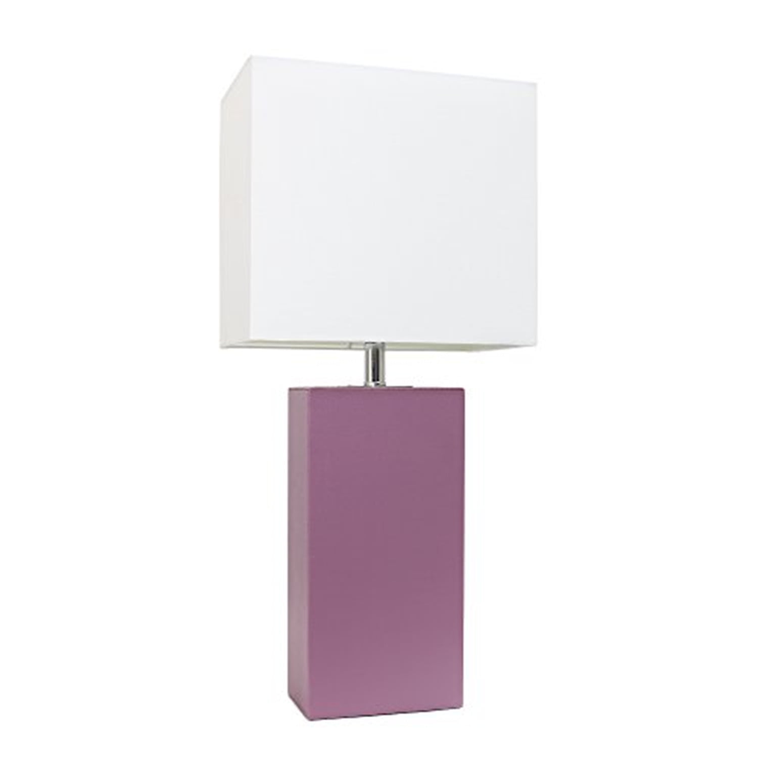 21" Purple Leather Modern Nightstand Lamp with White Shade