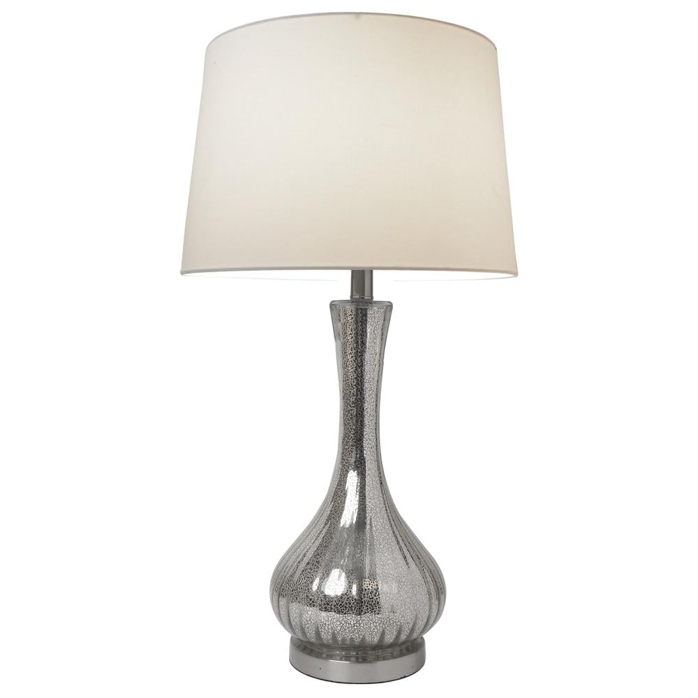 29" Silver Mercury Glass Vase Table Lamp with White Shade