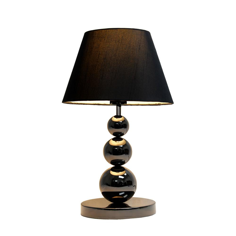 Pearl Black Metal 19'' Three Tier Ball Table Lamp