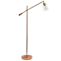 Elegant Designs Pivot Arm Floor Lamp with Glass Shade, Rose Gold
