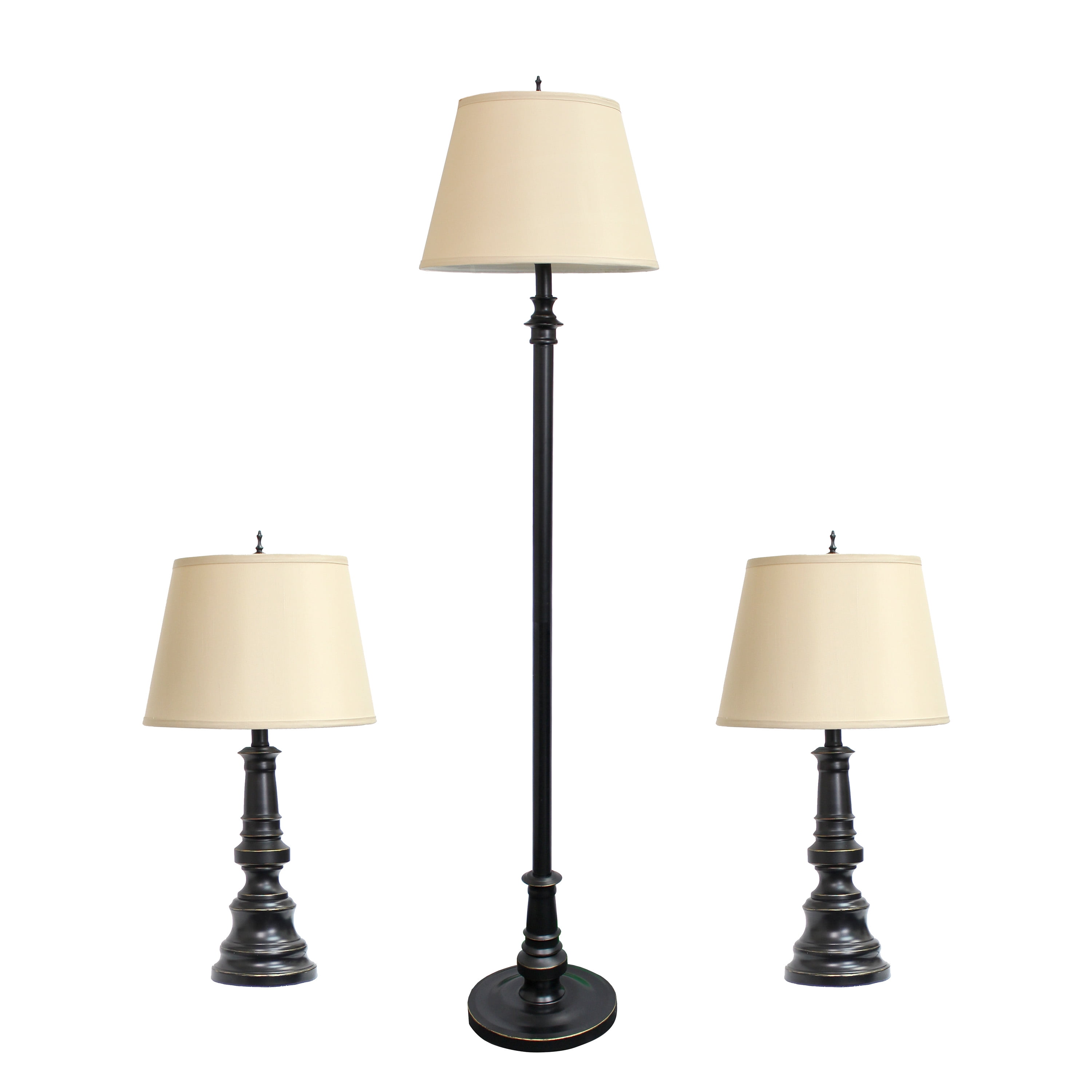 Elegant Designs Restoration Bronze Three Pack Lamp Set (2 Table Lamps, 1 Floor Lamps)