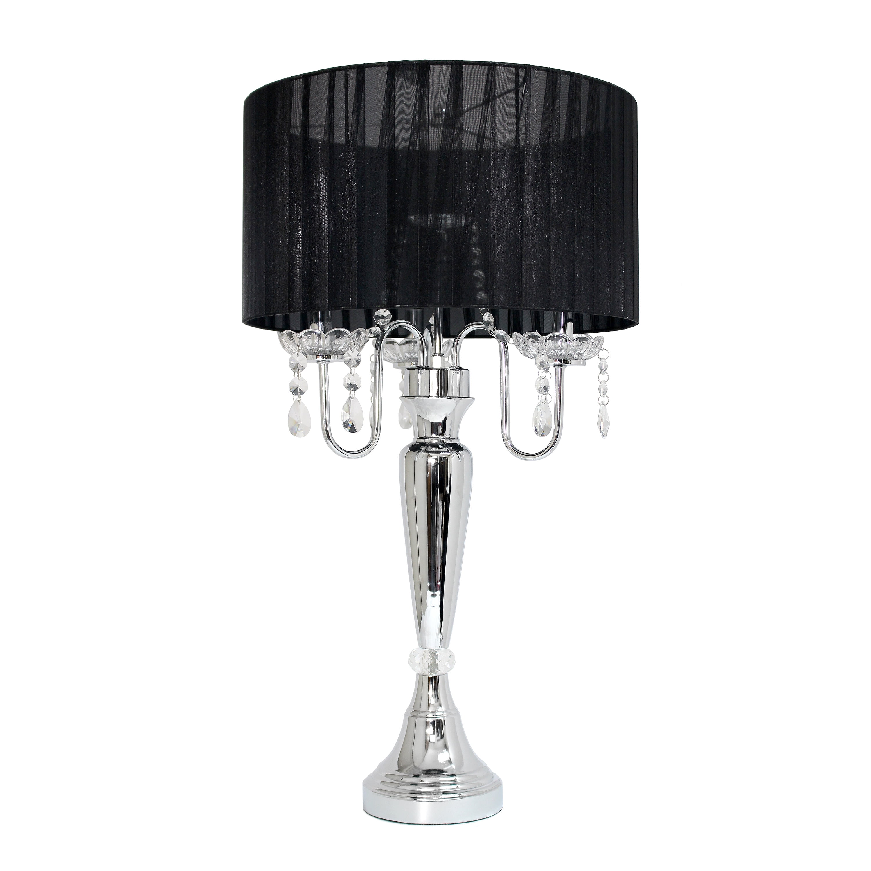 Free Shipping Elegant Designs Trendy Romantic Sheer Shade Table Lamp with Hanging Crystals Walmart