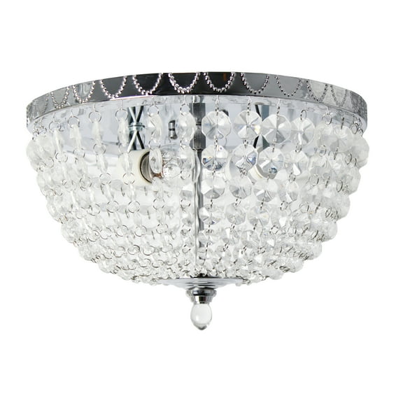 Elegant Designs Victoria Crystal Rain Drop Ceiling Light Flushmount - Chrome