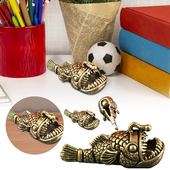 Elegant Desktop Ornament Solid Brass Deep Sea Anglerfish Decorative Piece Unique Home Décor Craft