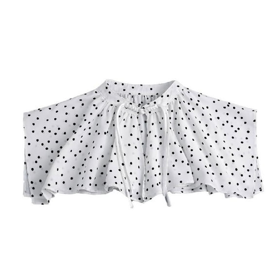 Elegant Detachable Lace Cape Button Faux Collar Pleated Shawl Wrap for Women