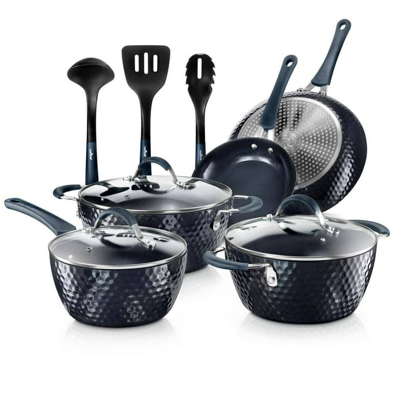 Elegant Diamond 11-Piece Aluminum Nonstick Cookware Set in Blue Elegant Diamond 11-Piece Aluminum Nonstick Cookware Set in Blue