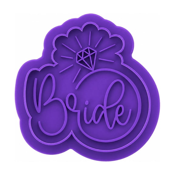 Elegant Bride Ring Cookie Cutter & Embosser Stamp – Bridal Shower Wedding Ring Plaque – Fondant Embosser Tool