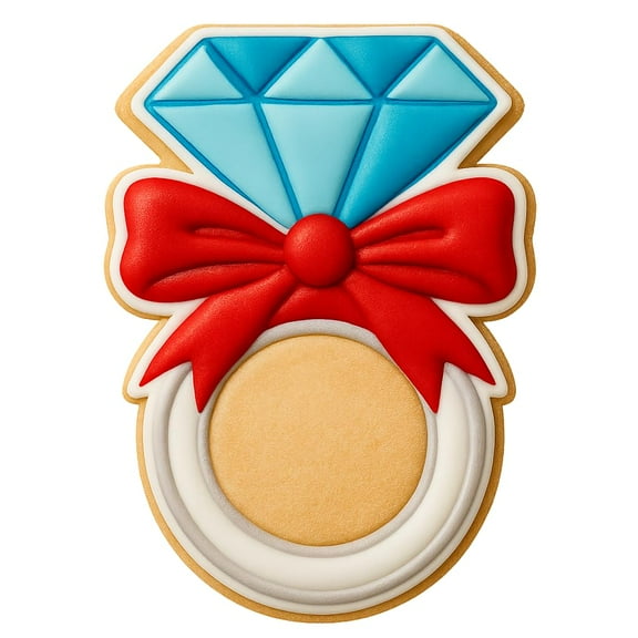 Elegant Diamond Ring with Ribbon Cookie Cutter - 4x3" Wedding Baking Fun