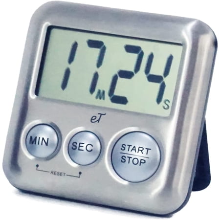 Elegant Digital Kitchen Timer Stainless Steel - Loud Alarm - Model Silver