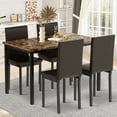thumbnail image 1 of Elegant Dining Table Sets, 42''x27.5''x30.7'' Metal Kitchen Table Sets Faux Marble Rectangular Breakfast Table w/Metal Legs & Black Finish Frame, Table Sets for an Apartment Breakfast, Coffee, S1253, 1 of 11
