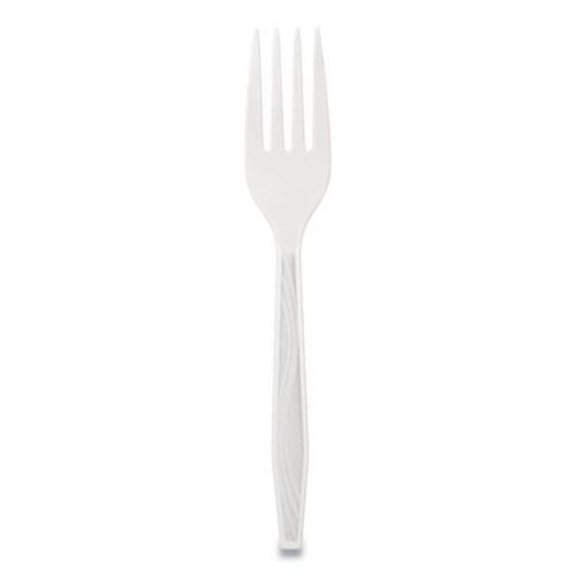 Elegant Dinnerware Polystyrene Heavyweight Cutlery Fork, White