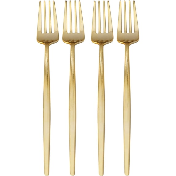 Elegant Disposable Gold Silverware Set, Disposable Plastic Cutlery Set includes 20 Forks, Gold Flatware Set Great for Parties, 20 Servings Of Upscale Cutlery Set for Weddings, Events, Celebrations