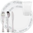 thumbnail image 1 of Elegant Disposable Plastic Dinnerware Wedding Party Package Set - Choose Style (60 pc each - 360 pcs,Vintage Silver), 1 of 1