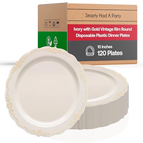 Elegant Disposable Plastic Plates 120 Pcs, Elegant Plastic Plates