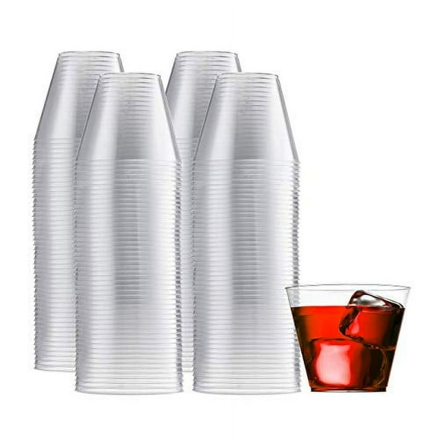 Elegant Disposable Tumblers 200 Clear Plastic Cups 9 Oz for Weddings