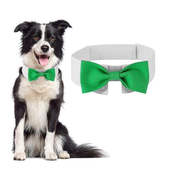 Elegant Dog Bow Tie - Cute Tuxedo Bowtie with Adjustable White Collar for Formal Pets - Perfect for Valentines, Weddings