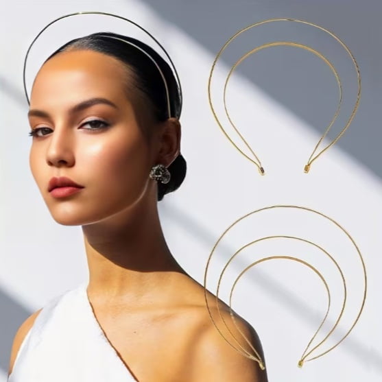 Women Vintage Double Layer Halo Iron Hairband Crown Elegant Wedding Party Hair Accessory for Special Occasions