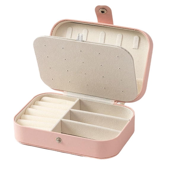 Elegant Double Layer Jewelry Organizer Box, Portable Leather Travel Case for Earrings, Necklaces, Rings, Anti-Oxidation Storage