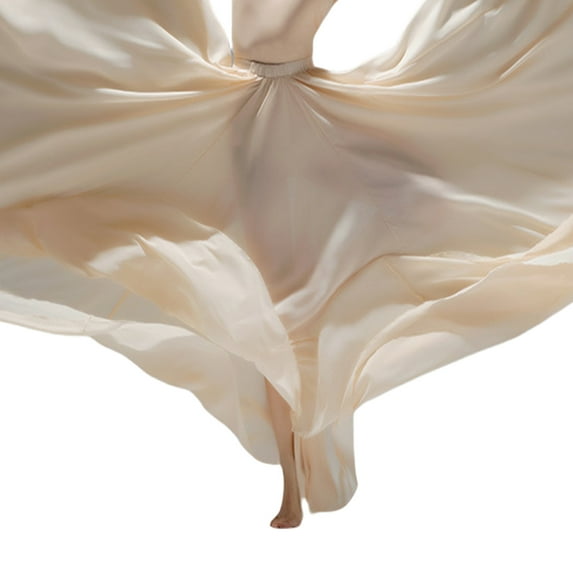 Elegant Double Layers Ballet Lyricals Dance Skirt for Women Big Swing Performances Long Skirt with Elastic Waist Lining