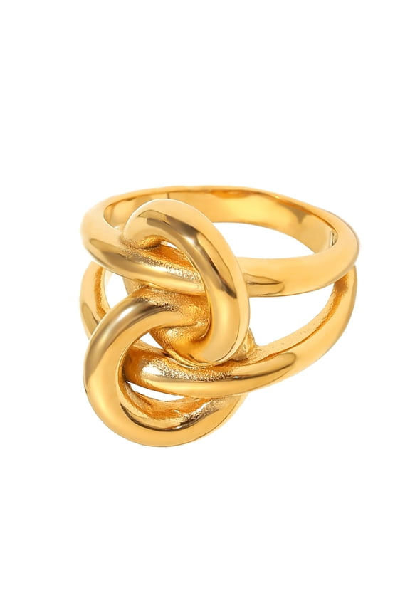 Elegant Double Layers Knot Rings Gold Plated Stainless Steel for Women