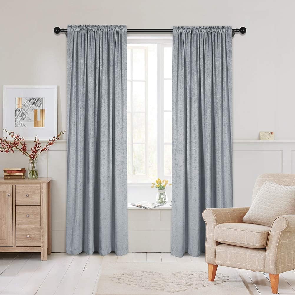 Elegant DoubleSided Chenille Window Curtains for Living Room Silver