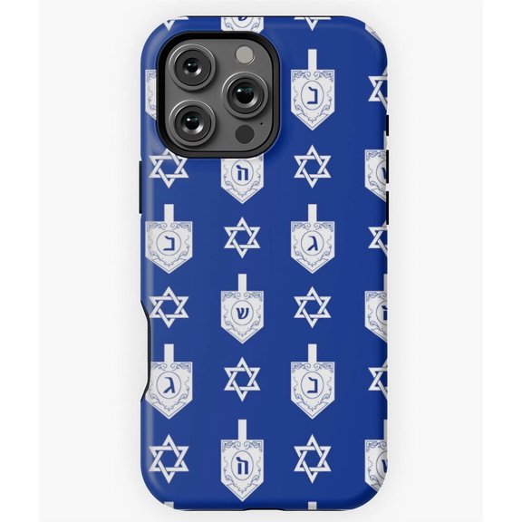 Elegant Dreidels Classic Hanukkah Phone Case for iPhone 16 15 14 13 12 11 Pro Max Chic Phone