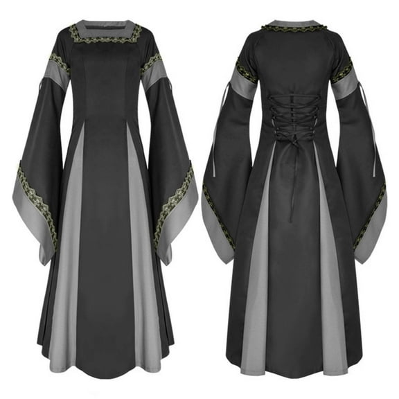 Elegant Dress Gothic Gown Long Sleeve Halloween For Women Evening Banquet Performance Fairy Witch