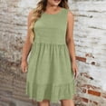 thumbnail image 1 of Elegant Dress Plus Size Ruffle Tank Dress Women's Sleeveless Textured Tiered Midi Dress for Beach Casual Green L, 1 of 7