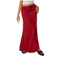 thumbnail image 1 of Elegant Dresses for Women Flared Maxi Skirt with Back Slit Elastic Waist Drawstring Long Flowy Ankle-Length Skirts, 1 of 4