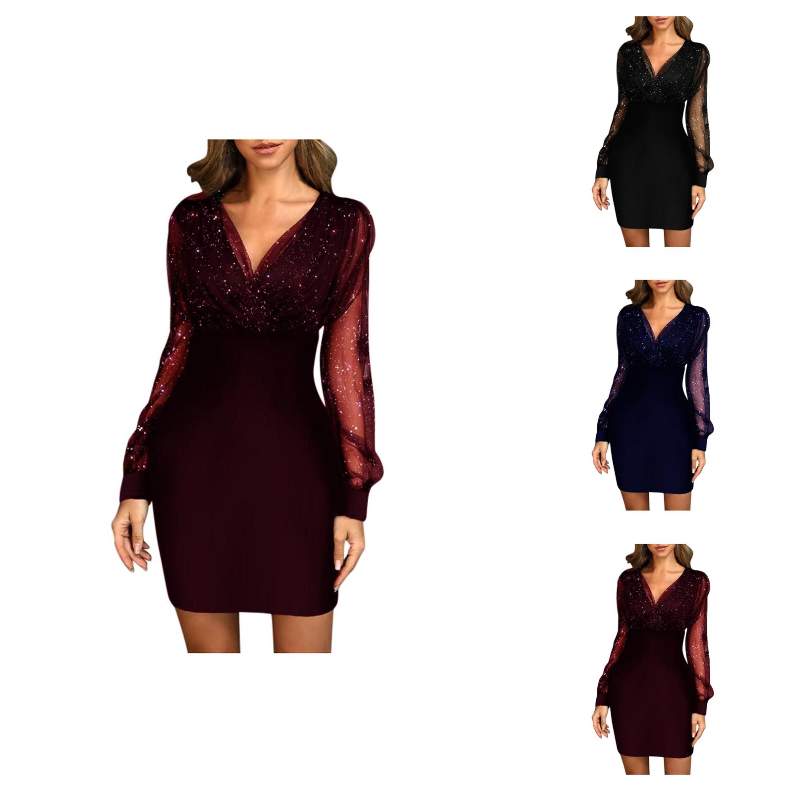 Elegant Dresses for Women Holiday Party Dresses for Women Wonen Sequins  Sexy New 2019 Summer Female Black Retro Elegant Party Culb Dress
