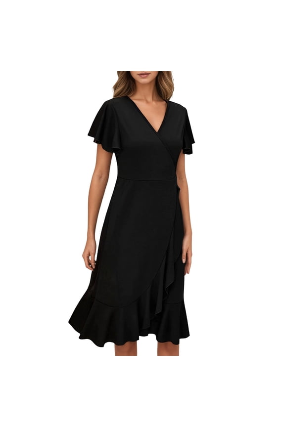 Elegant Dresses for Women Prom Dress Trendy Summer Vacation V-Neck Top With Tie Detail for High Heels and Warm Weather Fashion Evening Gown for Party