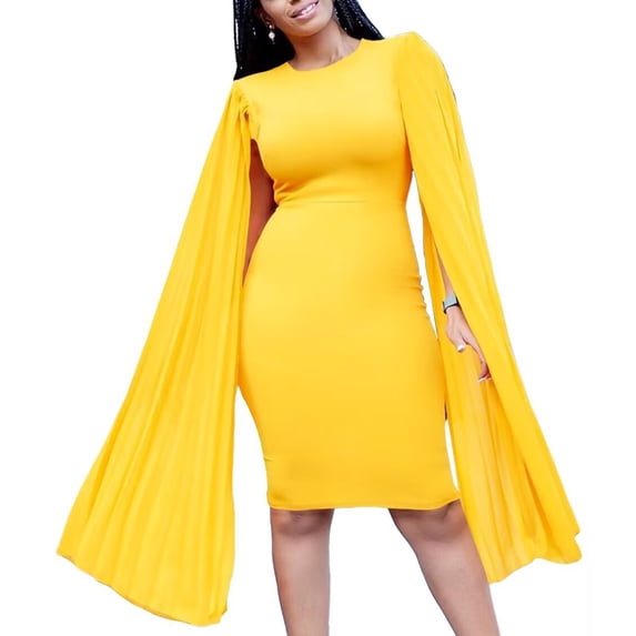 Elegant Dresses for Women Sexy Ruffles Sleeve Stretchy Vintage Cocktail Dress