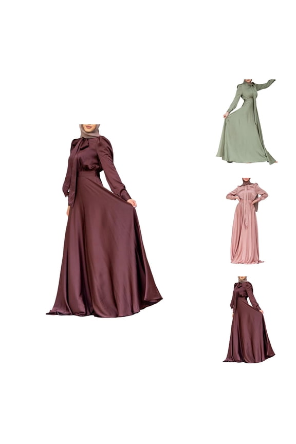 Elegant Dresses for Women Wedding Guest Dresses for Women Satin Dress Soft and Elegant Solid Long Dress Loose Long Casual Elegant Soft Dress