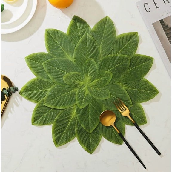 Elegant EVA Leaf Placemat - Non-Slip Insulation Mat with Unique Silk Screen Printed Design