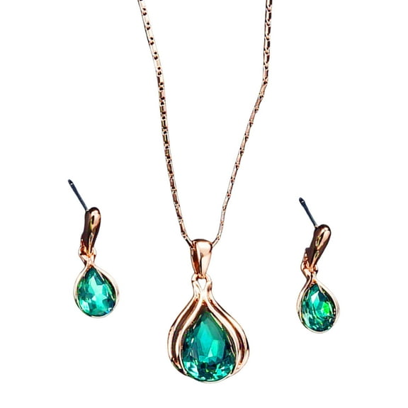 Elegant Earrings and Necklace Set for Women Fashion Water Drop Shape Business Attire Jewelry Handmade Accessories