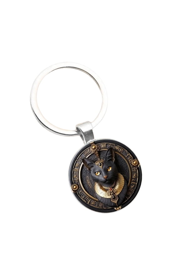 Elegant Egyptian Black Cats Keychain with Simple Designs Alloy for Any Occasion