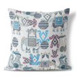 thumbnail image 1 of Elegant Elephant Paisley Throw Pillow with Removable Cover in Beige 16x16, 1 of 6