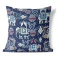 thumbnail image 1 of Elegant Elephant Paisley Throw Pillow with Removable Cover in Blue 16x16, 1 of 6