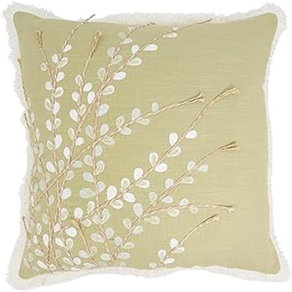 Elegant Embroidered Floral Down Filled Pillow