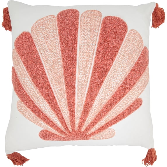 Elegant Embroidered Seashell Poly Filled Pillow