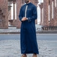 thumbnail image 1 of Elegant Embroidered Stand Collar Long Sleeve Robe for Men Traditional Arab Loose Fit Shirt, 1 of 4