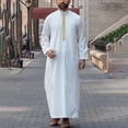 thumbnail image 1 of Elegant Embroidered Stand Collar Long Sleeve Robe for Men Traditional Arab Loose Fit Shirt, 1 of 3