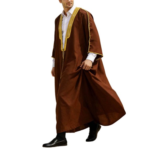 Elegant Embroidery Jubba Thobe - Middle Eastern Malaysian Formal Long Robe For Graduation & Speech Etiquette