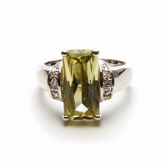 Elegant Emerald Cut Peridot CZ Statement Cocktail Ring Size 10 Jewelry Ring Gold