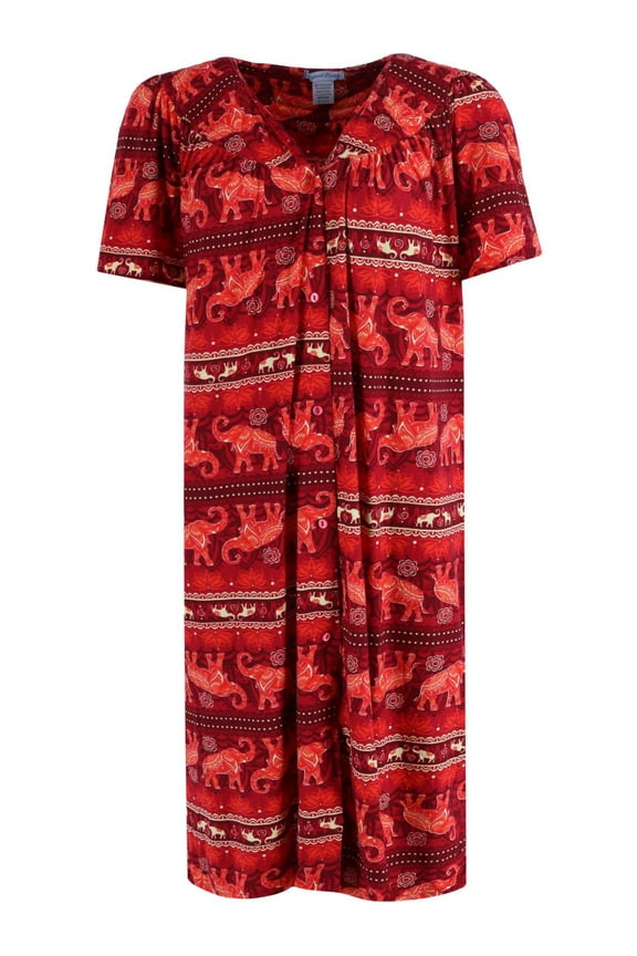 Elephant Print Button Down Duster Gown (Women)